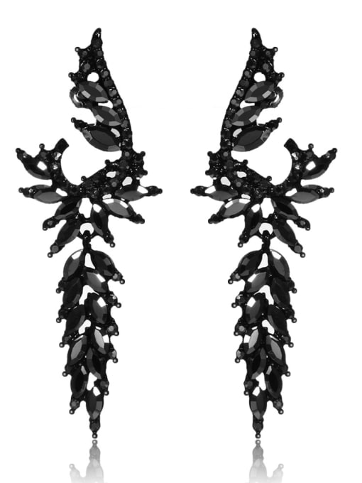 black Stainless Steel With Inserted drill  Exaggerated Water Drop Earrings