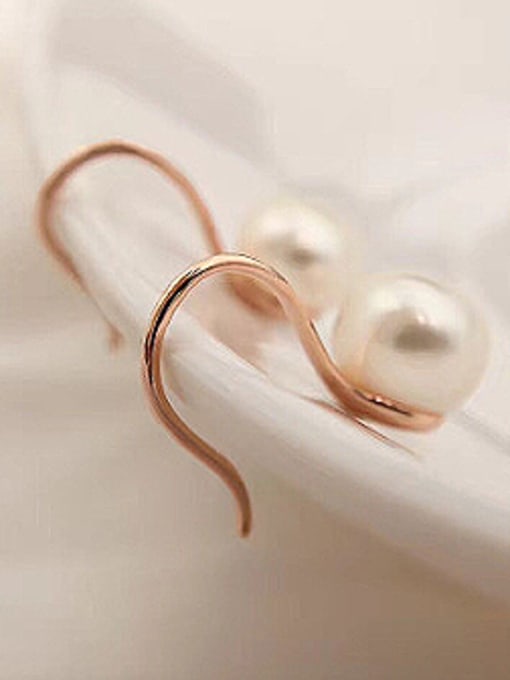 rose gold Round Freshwater Pearl Stud drop earring
