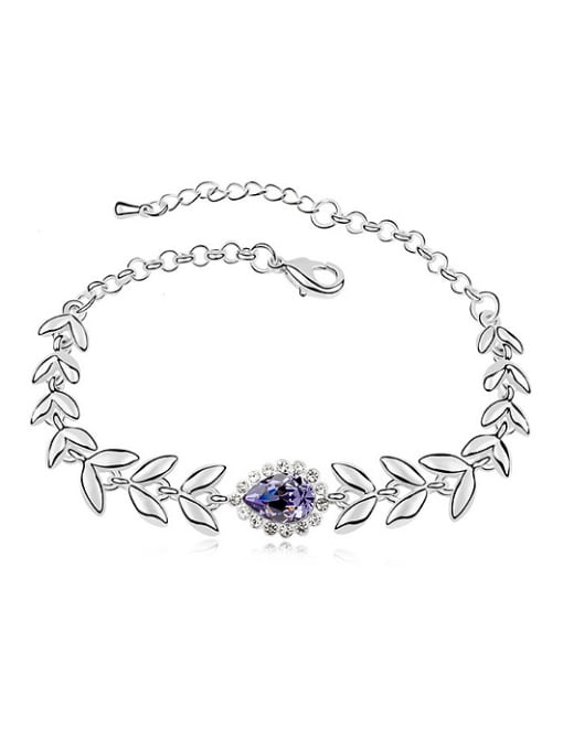 QIANZI Fashion Water Drop austrian Crystals Leaves Alloy Bracelet