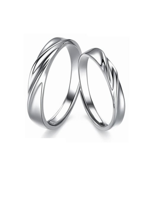 Dan 925 Sterling Silver With  Glossy   Simple  generous Lovers Free size  Rings 0