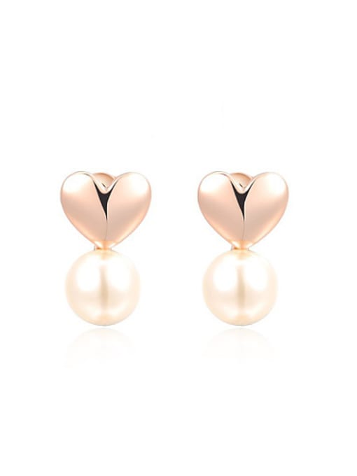 Ronaldo Exquisite Heart Shaped Artificial Pearl Drop Earrings 0