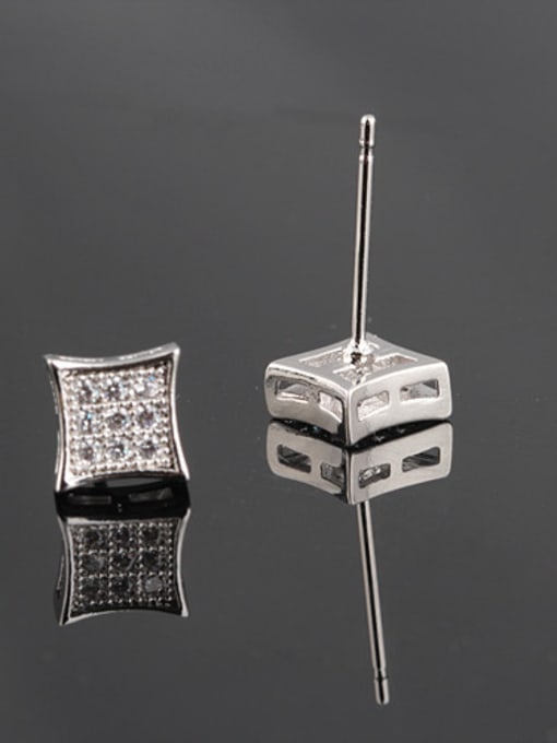 Qing Xing Square Mmicro Insert AAA Small Zircon 18K Real Gold Anti Allergy stud Earring 3
