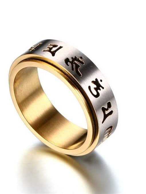 CONG Personality Gold Plated Scripture Titanium Ring 2