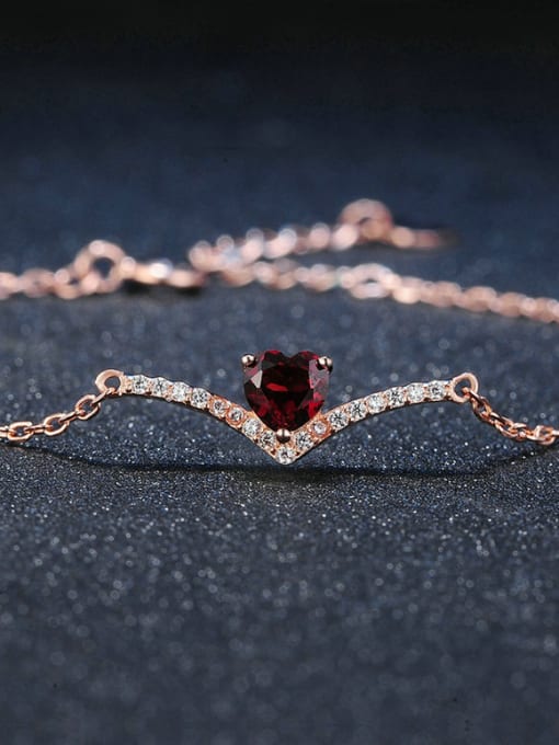 ZK Exquisite Heart-shape Rose Gold Plated Bracelet 2