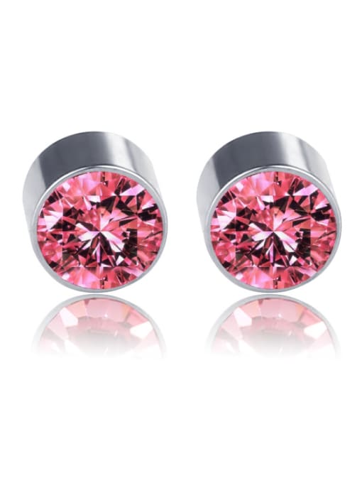 Magnet pink drill Stainless Steel With Silver Plated Simplistic Geometric Stud Earrings