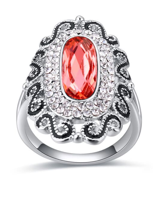 red Exaggerated austrian Crystals Alloy Ring