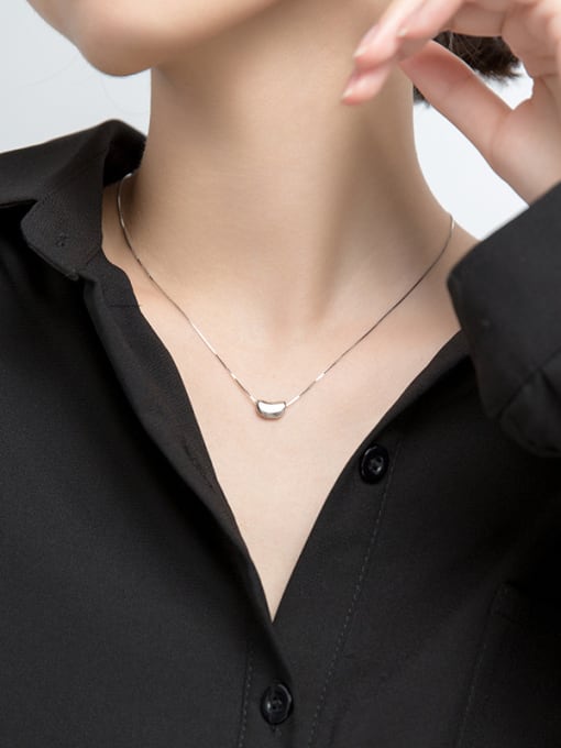 Rosh 925 Sterling Silver With Platinum Plated Simplistic Geometric Necklaces 2
