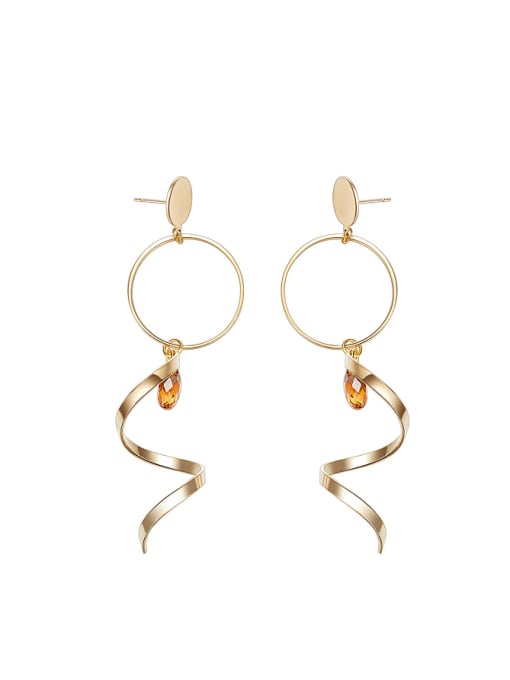 CEIDAI Fashion Hollow Round Twisted Line austrian Crystal Drop Earrings 0