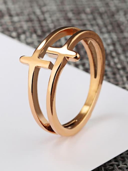 Open Sky Stainless Steel With Rose Gold Plated Fashion Cross Rings 2