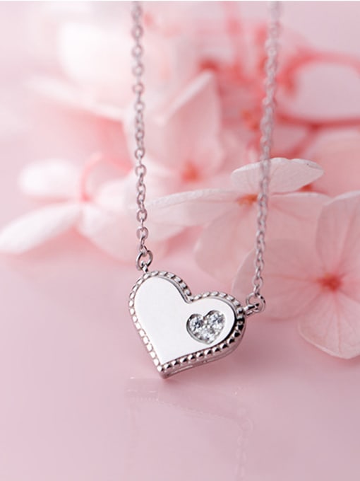 Rosh 925 Sterling Silver With Silver Plated Personality Heart Necklaces 1