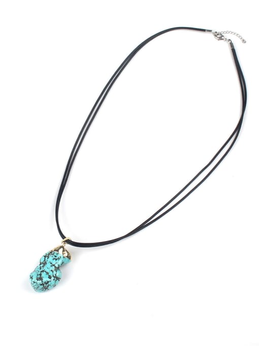 HN1860-A Natural Blue Stone Double Rope Necklace
