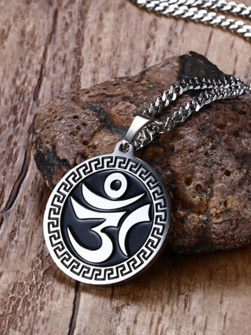 CONG Creative Round Shaped Scriptures Titanium Necklace 1