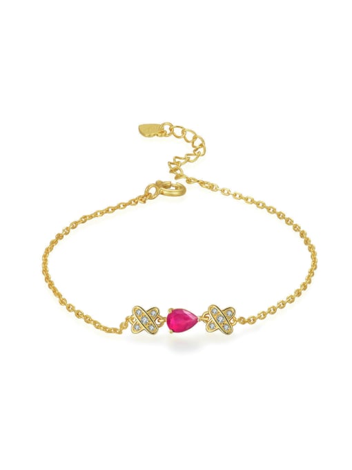 ZK Water Drop Cross Ruby Gold Plated Fashion Bracelet 0