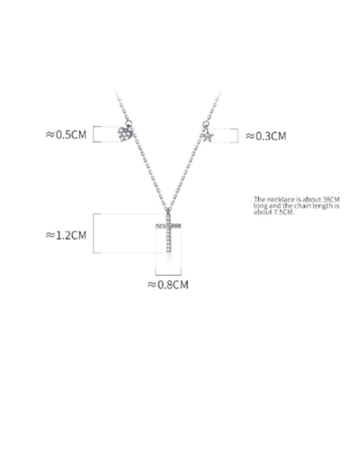 Rosh 925 Sterling Silver With Cubic Zirconia  Simplistic Cross Necklaces 3