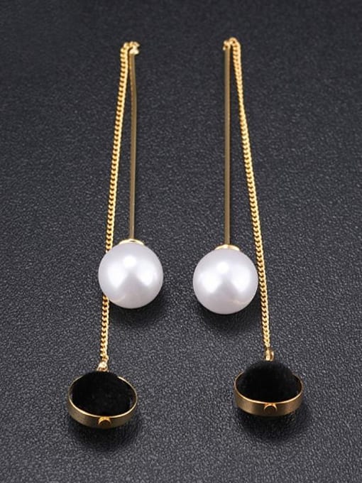 Open Sky Fashion Black Round Artificial Pearl Drop Earrings 0