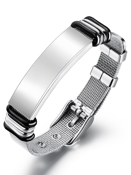 Steel Bracelet Stainless Steel With Black Gun Plated Simplistic Geometric Band Bracelets