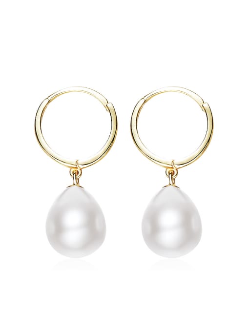 White Fashion Water Drop Freshwater Pearl 925 Silver Earrings