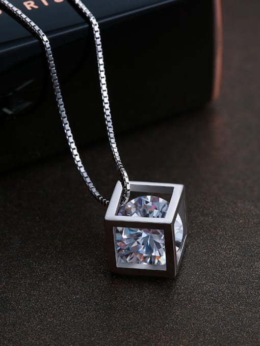 One Silver 2018 Square Zircon Pendant 0