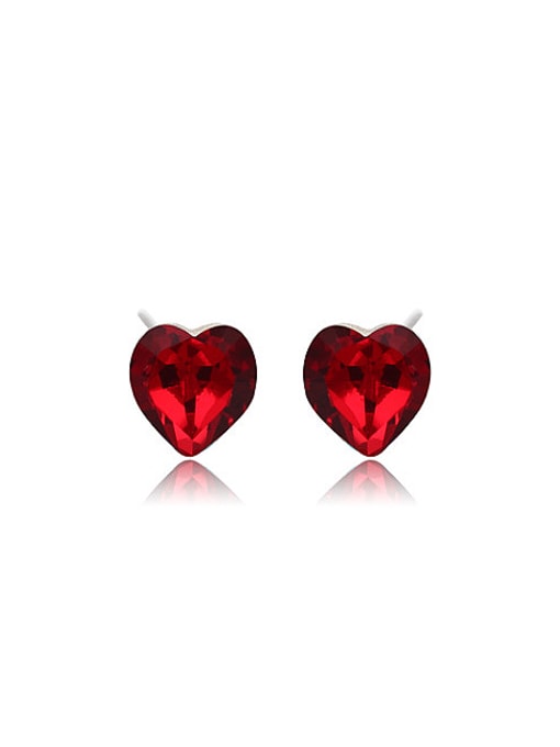 XP Copper Alloy Titanium Plated Simple style Heart-shaped Crystal stud Earring