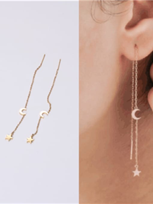 GROSE Titanium With Gold Plated Simplistic Chain Threader Earrings 1
