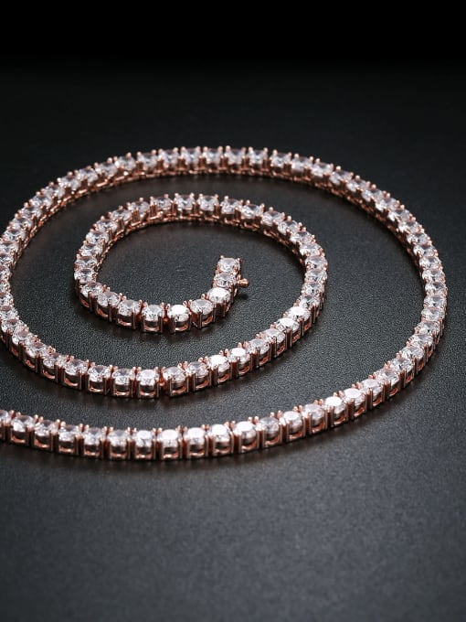 UNIENO Copper inlay 4mm AAA zircon 18" four-prong necklace 4