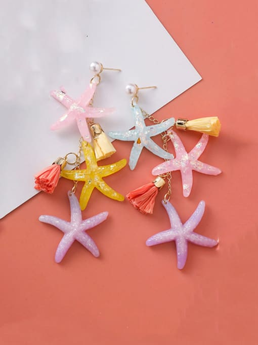 C Starfish Alloy With Rose Gold Plated Trendy Irregular Tassels Earrings