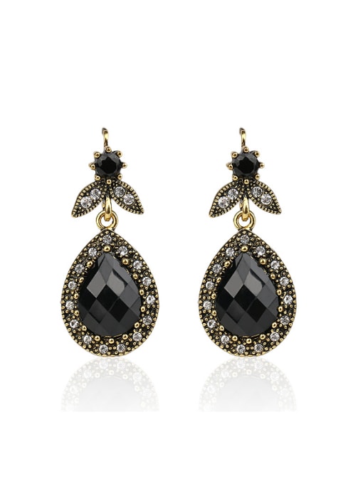 Gujin Retro style Black Resin stones Crystals Alloy Earrings