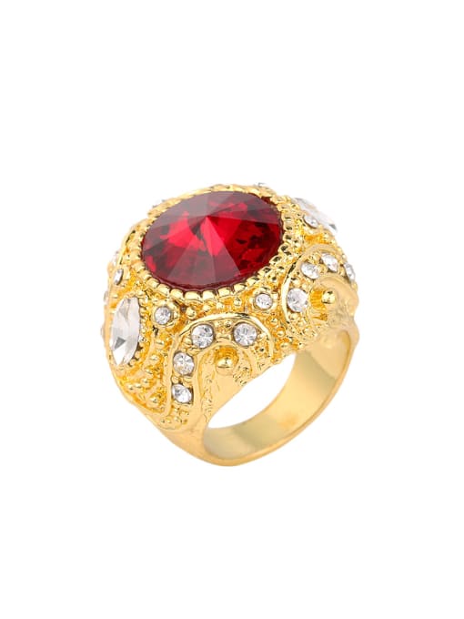 Gujin Personalized Exaggerated Crystals Gold Plated Alloy Ring 3