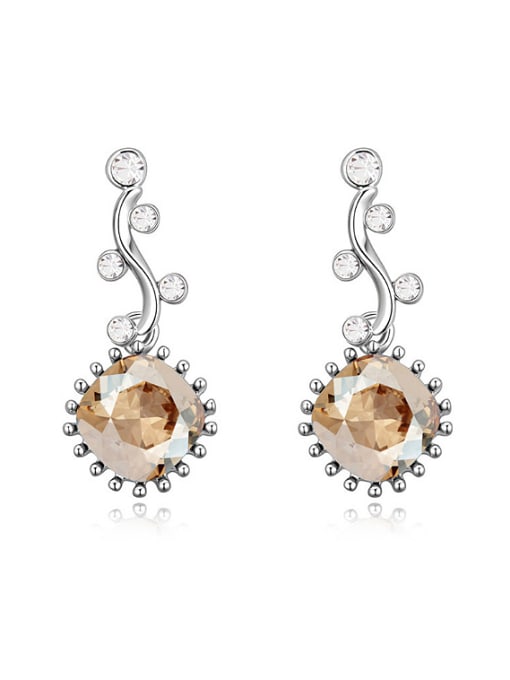 QIANZI Fashion austrian Crystals Flower Alloy Stud Earrings 0