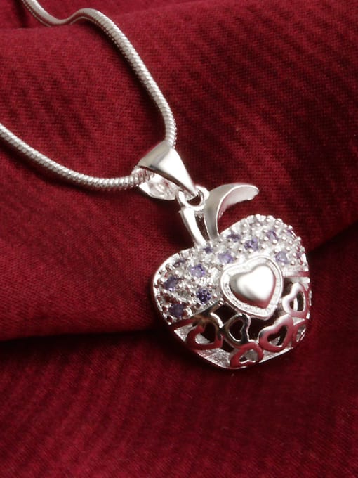 Ya Heng Personalized Shiny Zirconias Apple Pendant Copper Necklace 2