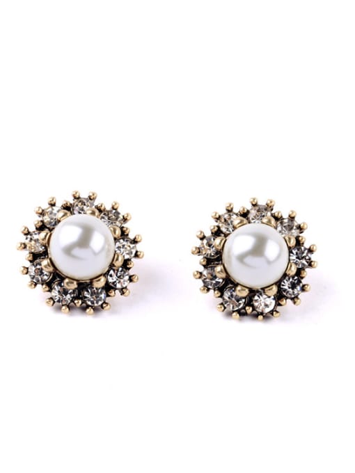 KM Small Lovely Artificial Pearls stud Earring 0