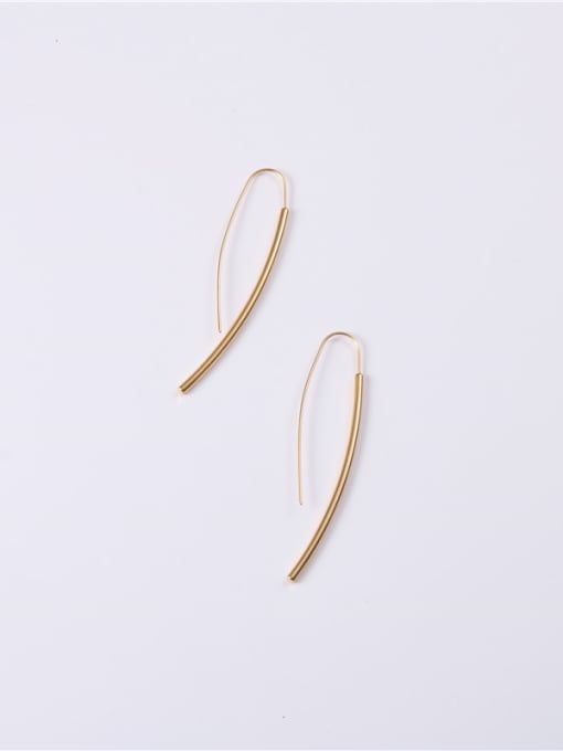 Gold a (6.8cm long) Titanium With Gold Plated Simplistic Chain Hook Earrings