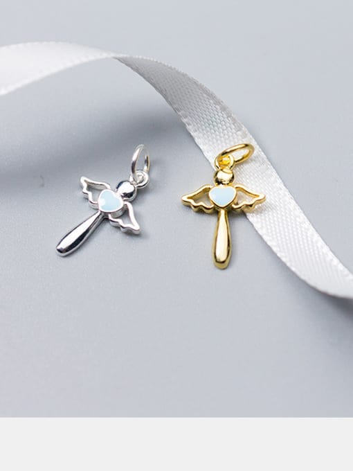 FAN 925 Sterling Silver With Gold Plated Simplistic Angel Charms 3