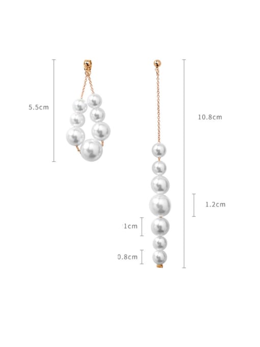 Girlhood Alloy With Rose Gold Plated Simplistic Asymmetry  Artificial Pearl Drop Earrings 3