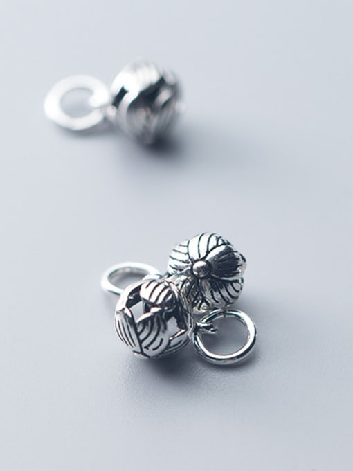 FAN 925 Sterling Silver With Antique Silver Plated Vintage  Hollow Flower Charms 1