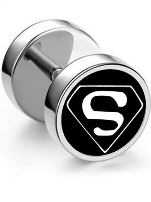 Section 1 Superman black Stainless Steel With Silver Plated Personality Geometric Stud Earrings