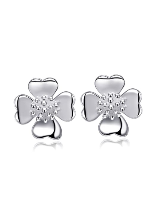 kwan Flower-shape Platinum Plated Stud Earrings 0