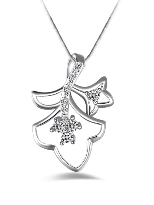 White Fashion Hollow Flowers Cubic Zirconias Copper Necklace