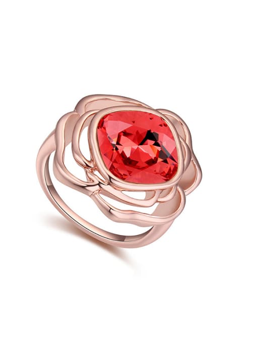 QIANZI Fashion Rosary Flower Square austrian Crystal Alloy Ring 1