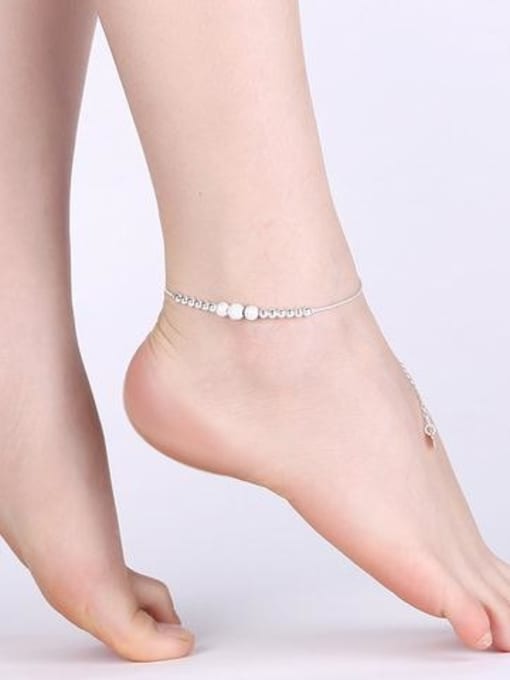 OUXI Simple Beads Silver Plated Anklet 1