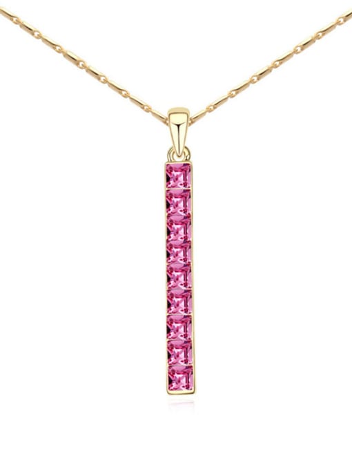 pink Simple Tiny Square austrian Crystals stack Alloy Necklace