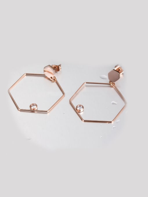 JINDING Trendy Geometric Rose Gold Zircon hoop earring 0