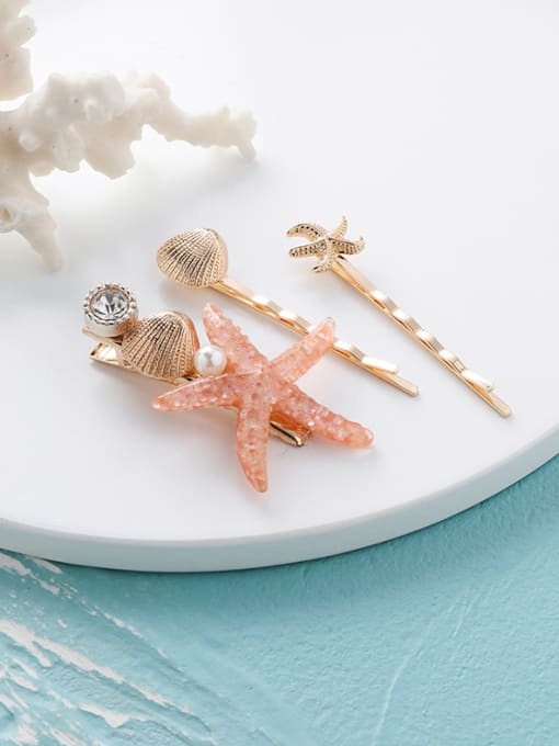 A Pink (Size Starfish) Alloy With Resin  Fashion Starfish shell  Barrettes & Clips