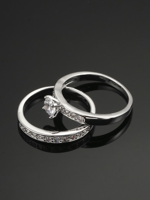 ZK White Gold Plated Shining Zircons Wedding Ring 2