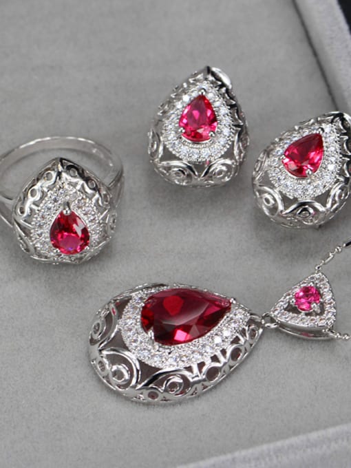 The Red Ring Is 9 Yards Retro Wedding Accessories Color Jewelry Set
