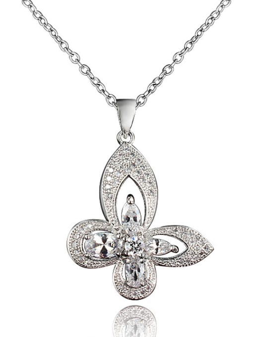 SANTIAGO Shimmering Platinum Plated Butterfly Shaped Zircon Necklace 0