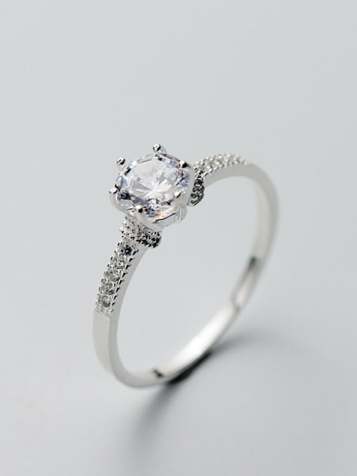 Rosh Personality Round Shaped S925 Silver Zircon Ring 0