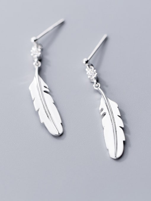 Rosh 925 Sterling Silver With Silver Plated Trendy Feather Drop Earrings 0