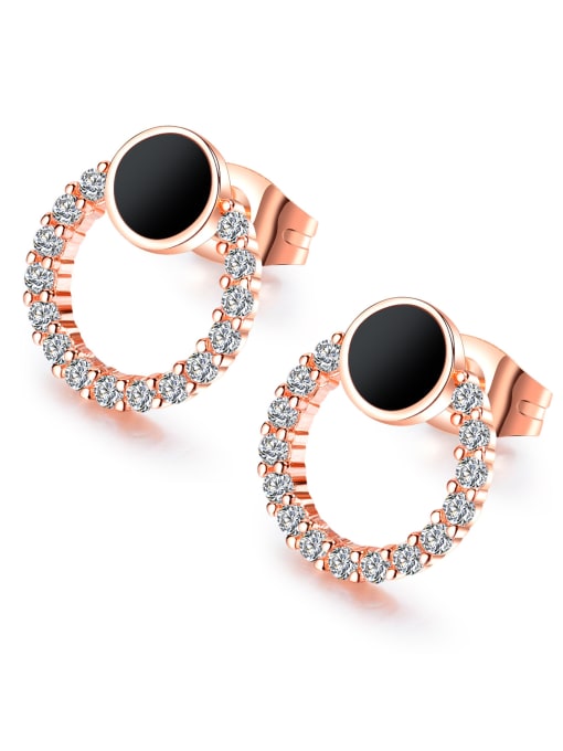 Open Sky Stainless Steel With Rose Gold Plated Fashion Round Earrings 0
