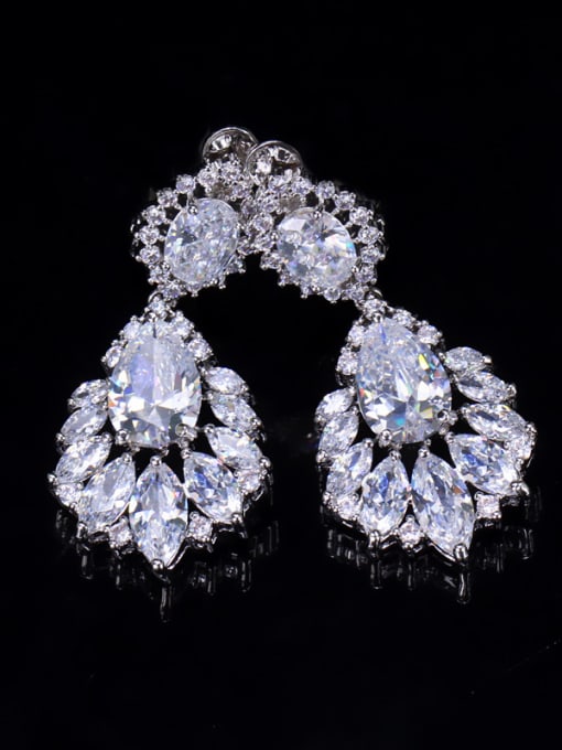 L.WIN Micro Pave Zircons Wedding Fashion Copper Drop Earrings 3